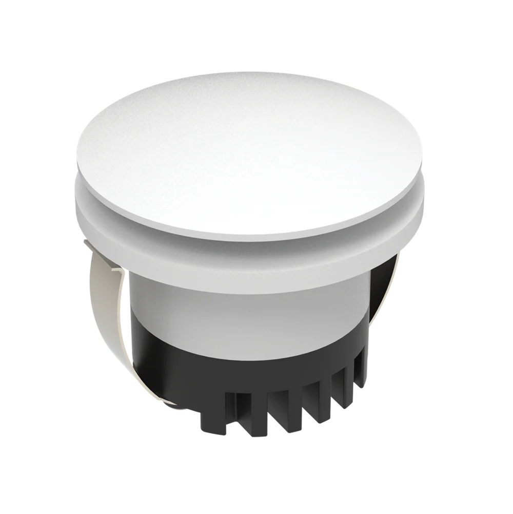 Round white and black mechanical component on a white background