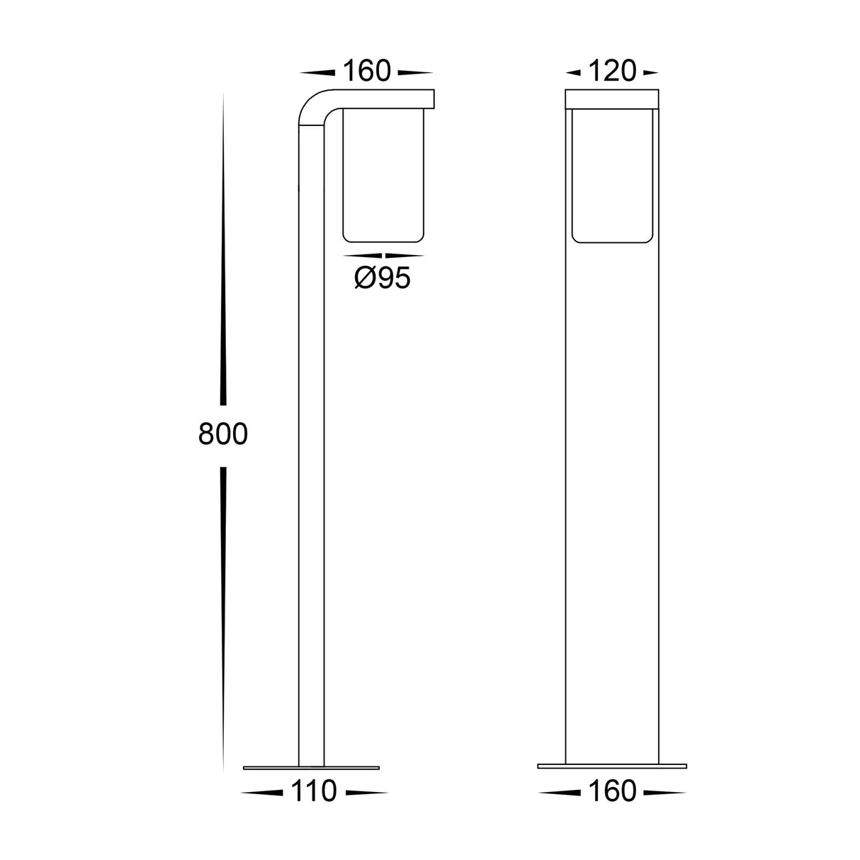 Havit HV1692W Angela Aluminium Black LED Bollard Light