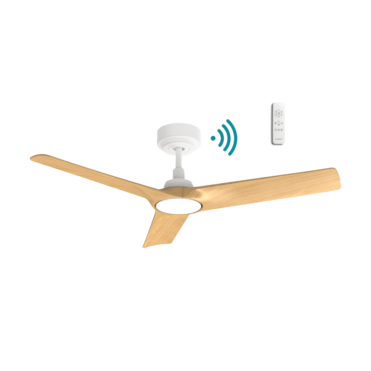 White Oak Sleek white Martec Cordoba 52 inch smart DC ceiling fan design