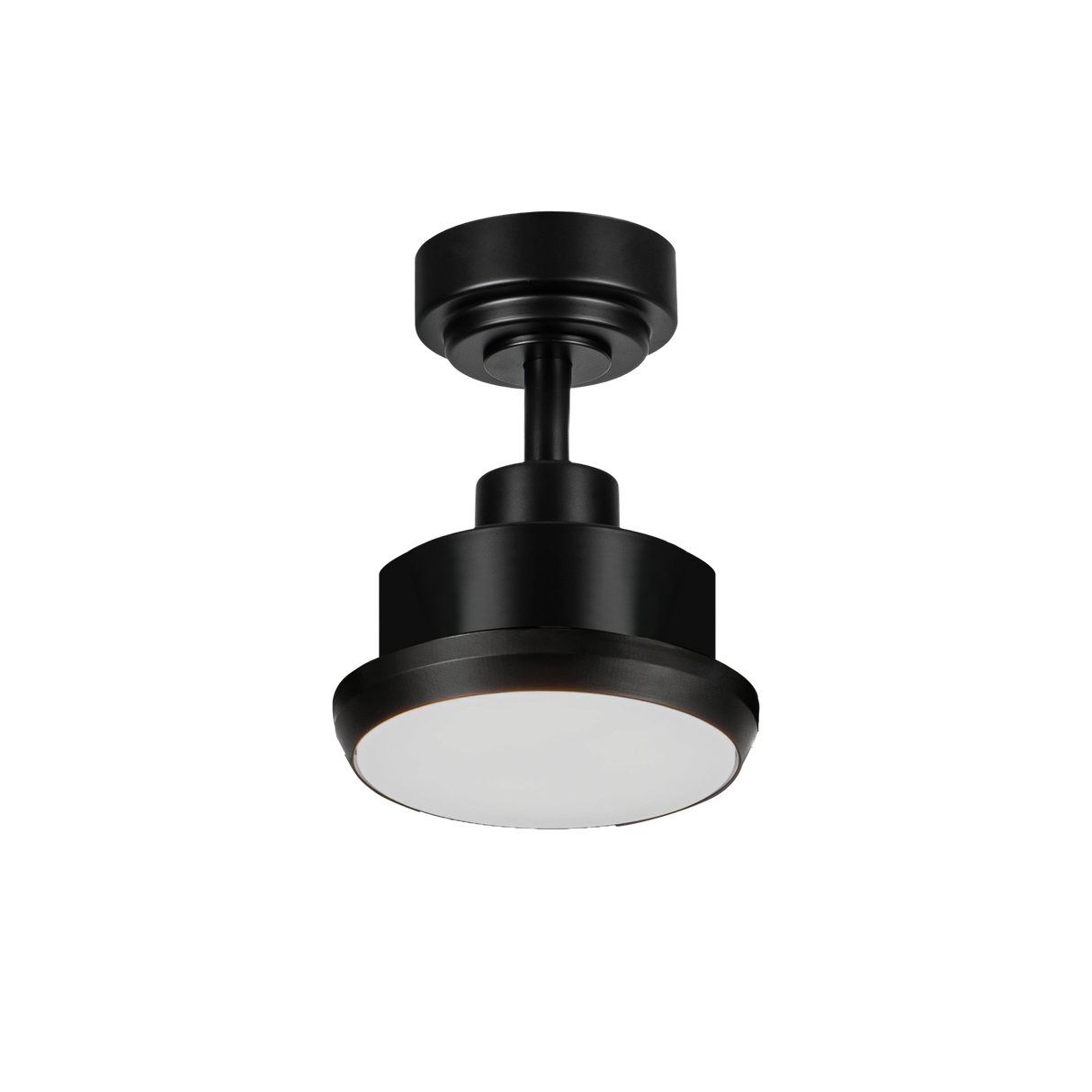 Black Martec Osprey DC smart ceiling fan with dimmable LED light for bedroom comfort on a white background