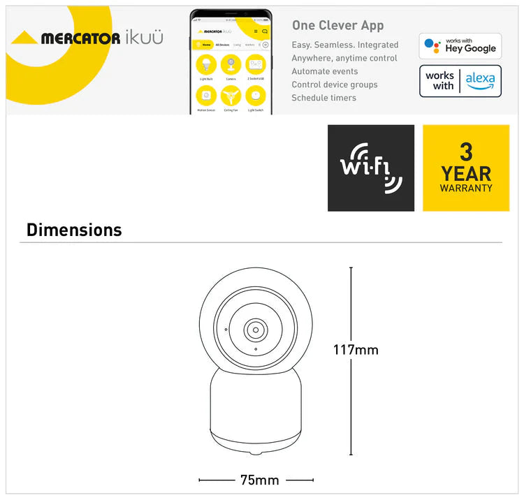Mercator Ikuü Smart Wi-Fi Indoor Pan and Tilt Security Camera
