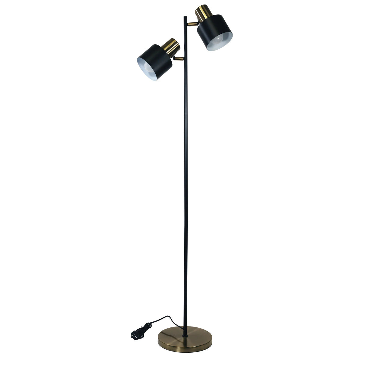Oriel Ari Mid-Century Floor Lamp Black and Antique Brass