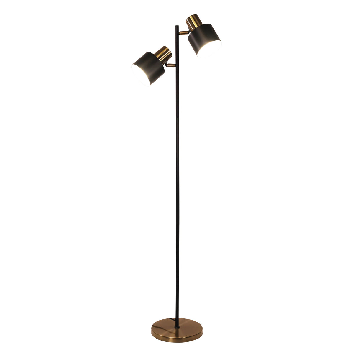 Oriel Ari Mid-Century Floor Lamp Black and Antique Brass