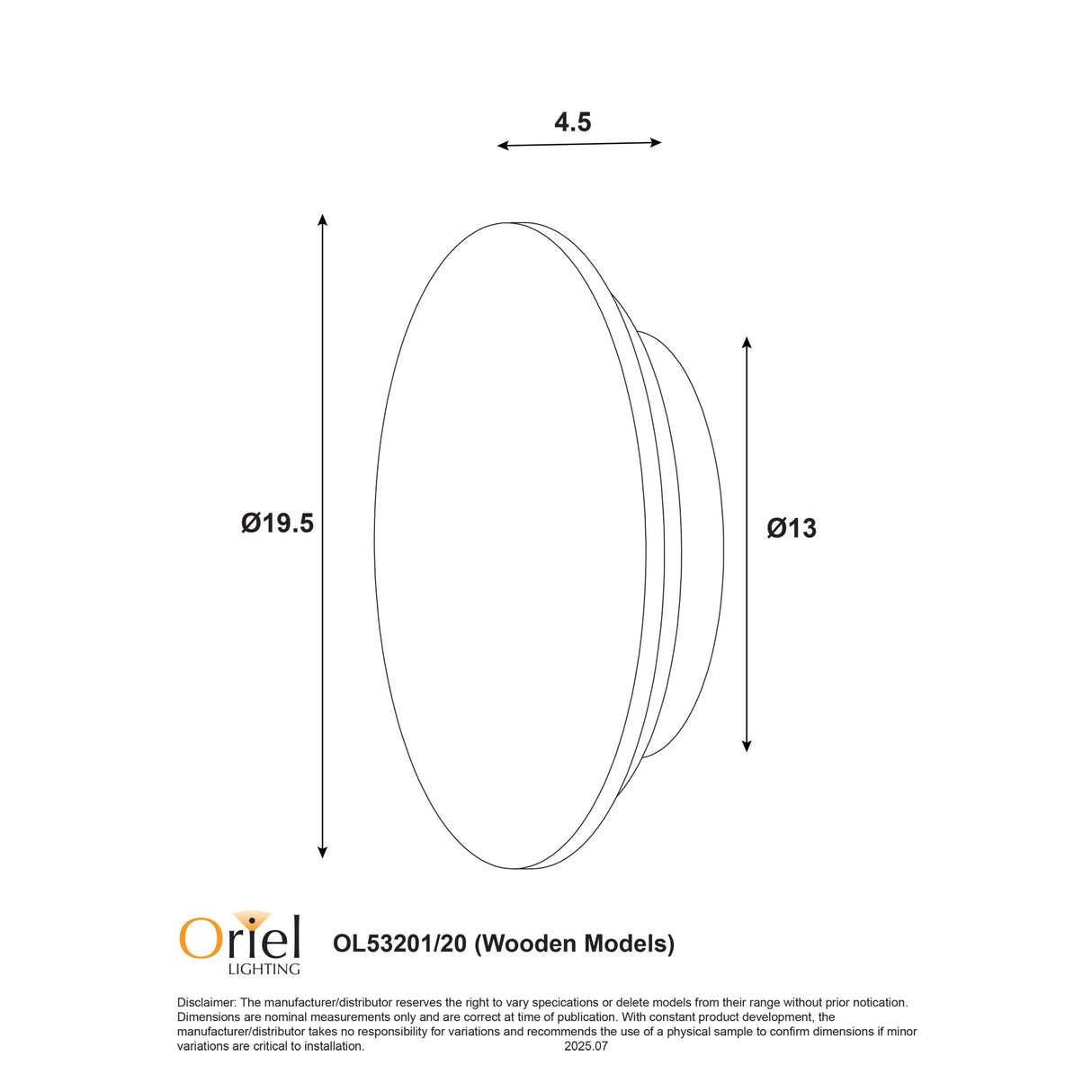 Oriel DOT.20 Scalloped Wood Tri-Colour LED Wall Light