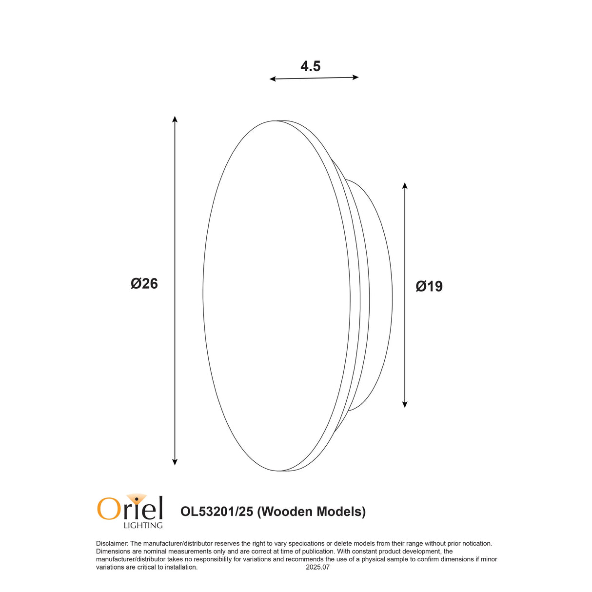 Oriel DOT.25 Scalloped Wood Tri-Colour LED Wall Light