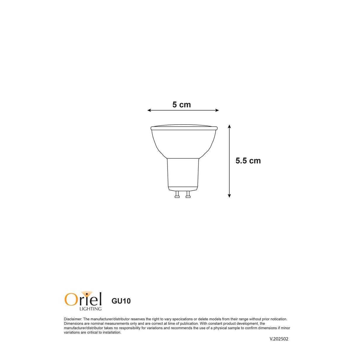 Oriel Lighting Led Gu10 5W 4000K 38Degree