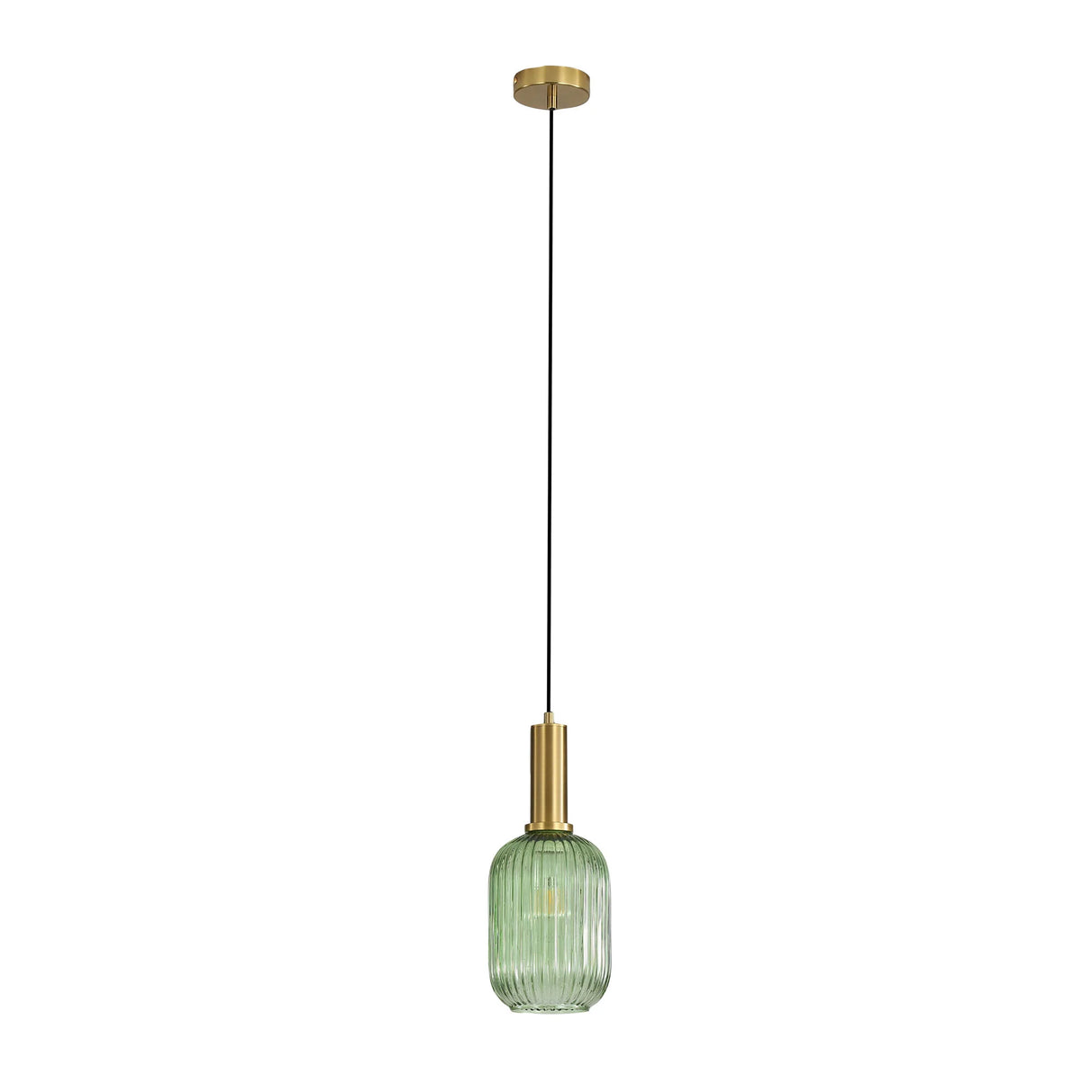 Oriel Lighting Luxe.130 Green Ribbed Glass Pendant