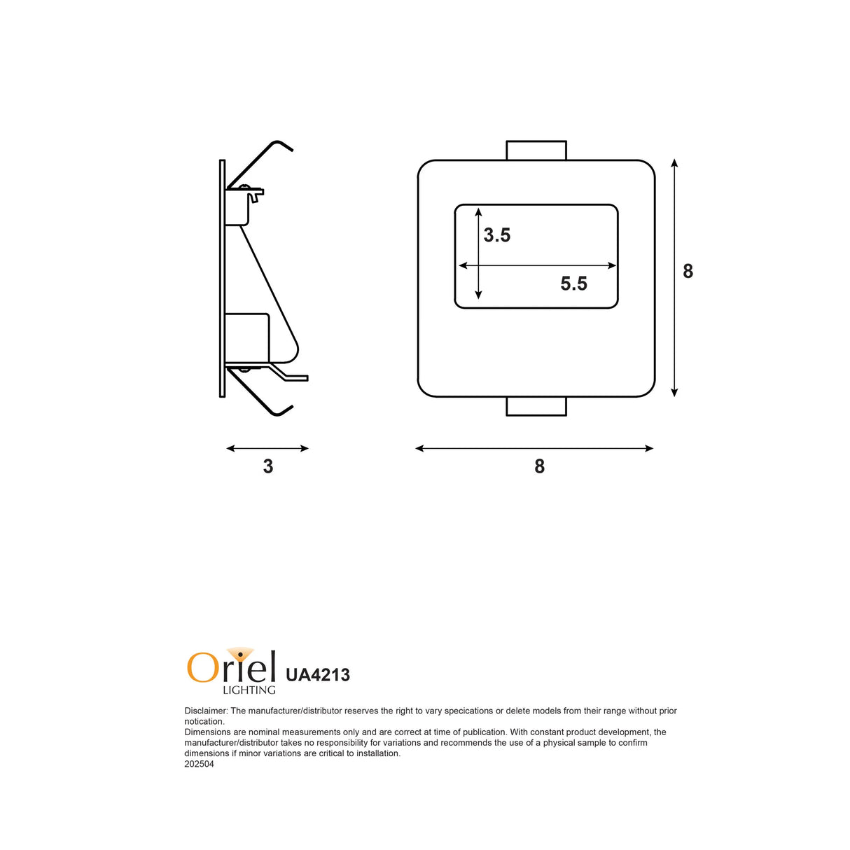 Oriel Peko.3 3W Tri-Colour Recessed Wall Light
