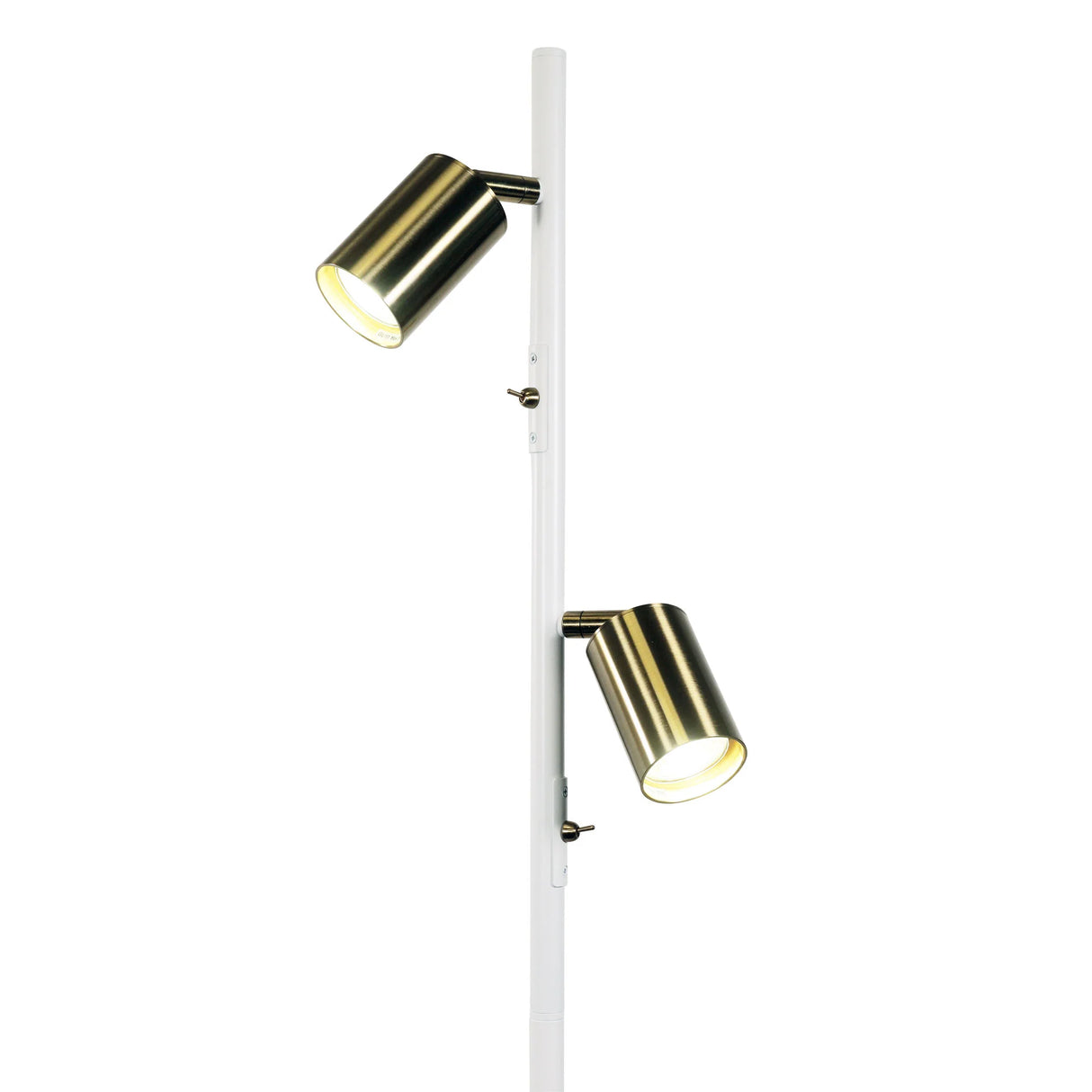 Oriel Ponte Adjustable Twin Floor Lamp White and Satin Brass