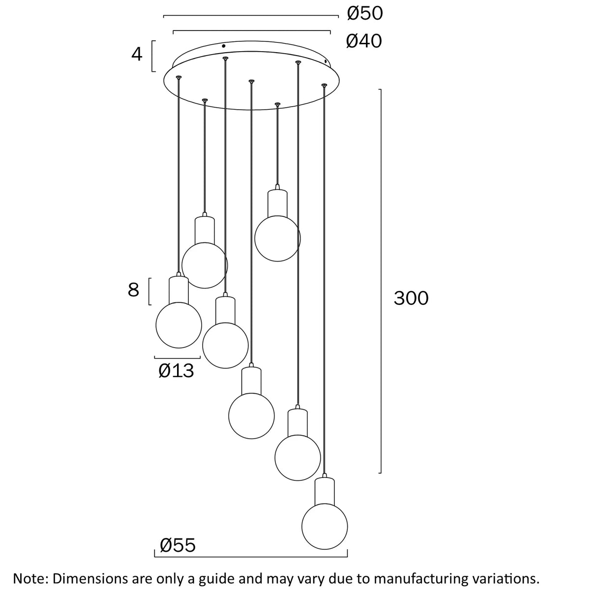 Telbix Invar 7 Light Pendant