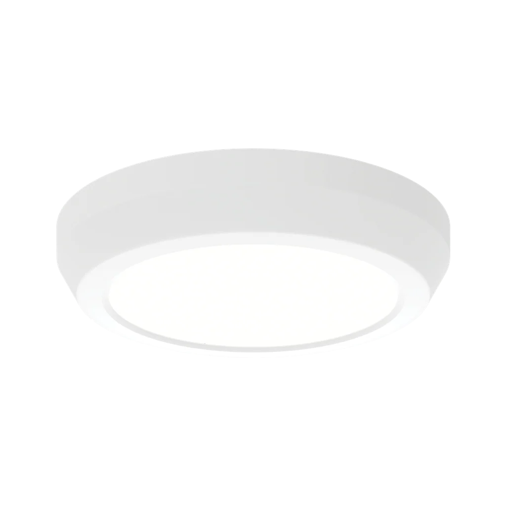 White Energy-saving Domus Glide LED fan light kit for ceiling fans on a white background