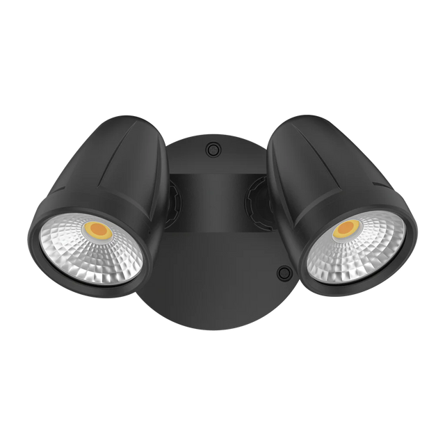 Black Energy-efficient Domus Muro Max 32 No-Sensor Trio LED wall fixture with three LED lights on a white background