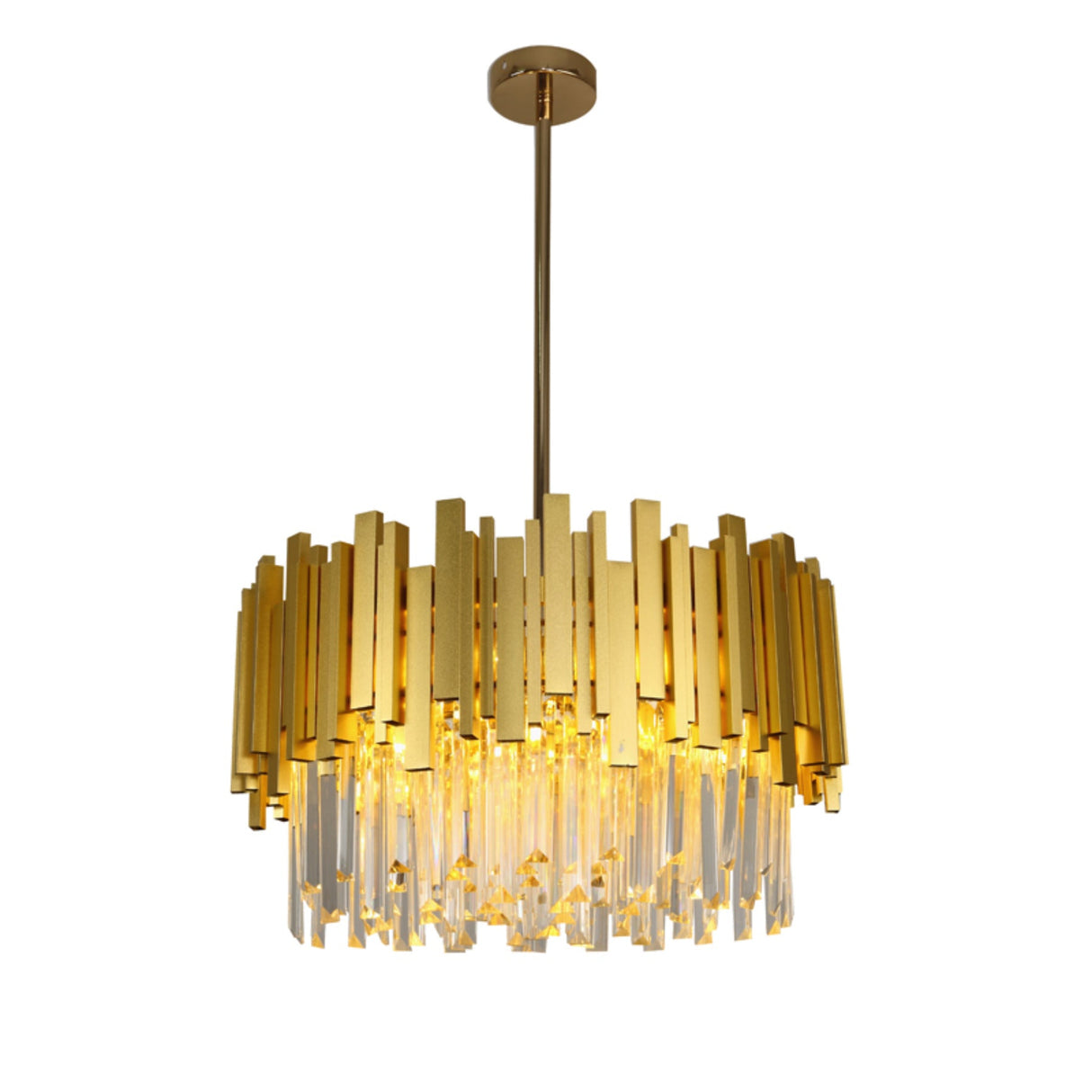 Regina Satin Brass Clear Crystal Pendant 50cm by VM Lighting