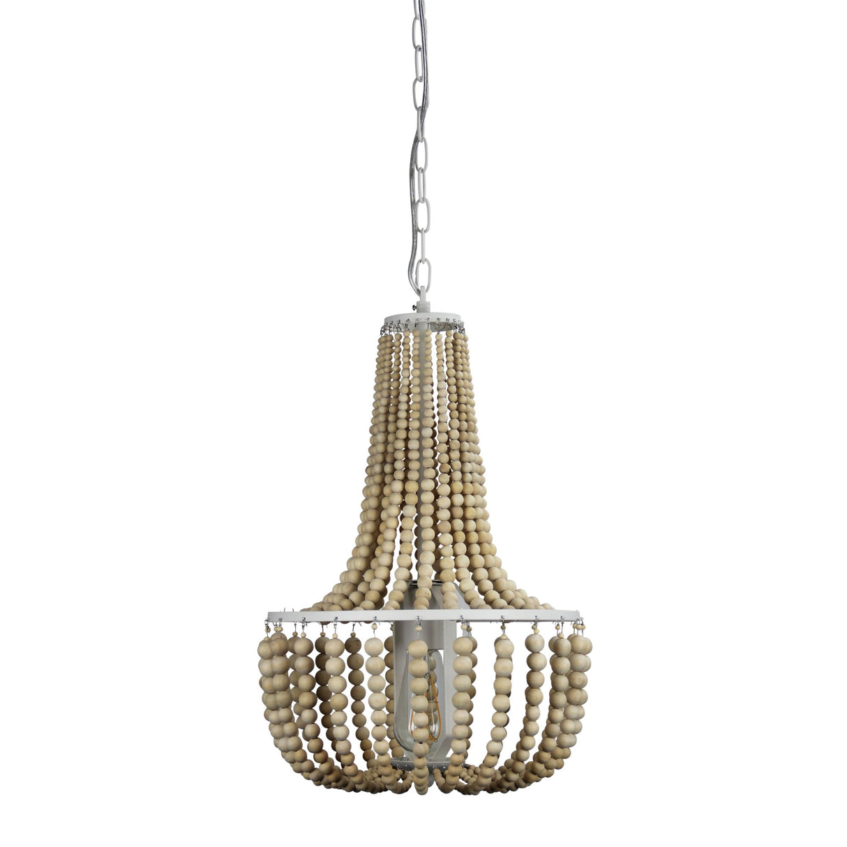 Oriel Lighting Cascara 1 Light Pendant Natural Wooden Beaded Pendant