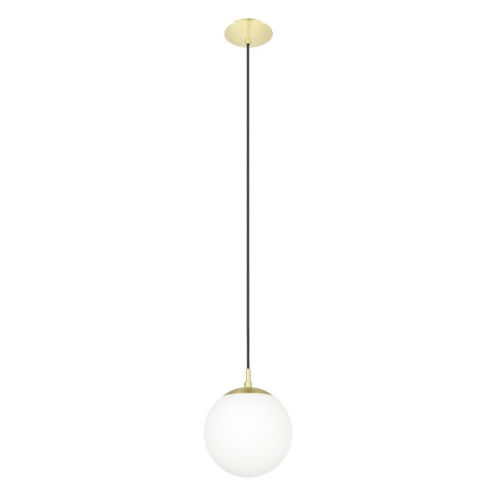Eglo Lighting Rondo 60W E27 Brass Matt/Opal 2M Pendant Light