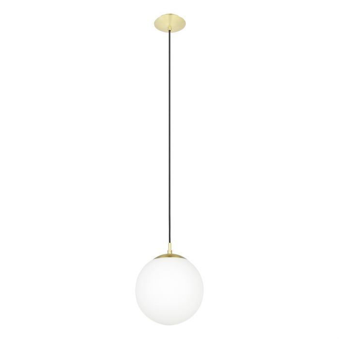 Eglo Lighting Rondo 60W E27 Brass Matt/Opal 2M Pendant Light