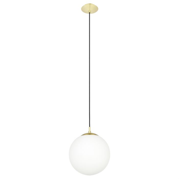 Eglo Lighting Rondo 60W E27 Brass Matt/Opal 2M Pendant Light