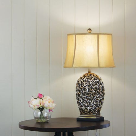 Oriel Lighting DONATI Classically Styled Table Lamp with Harp Shade Silver