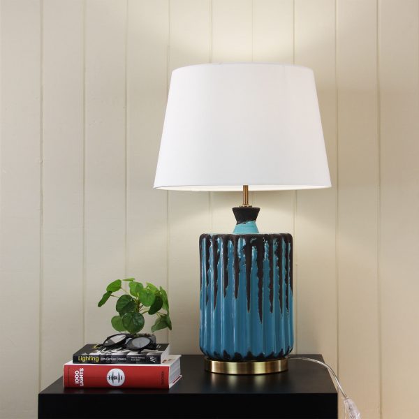 Oriel Lighting AZURE Ancient Ceramic Jar Table Lamp