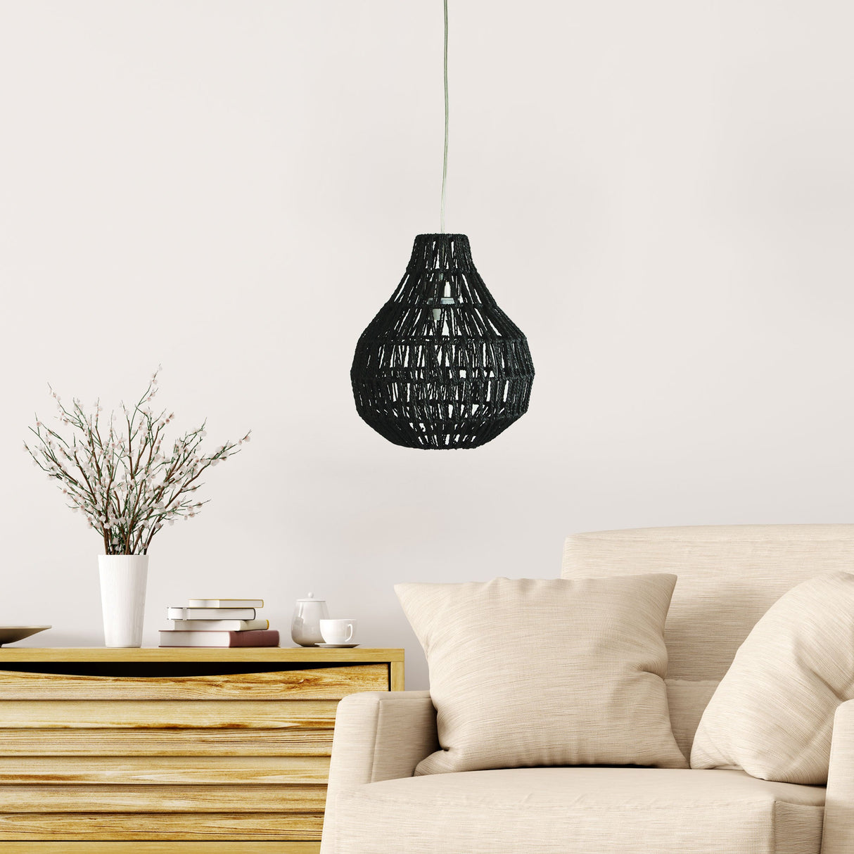 Oriel Lighting COOPER 30 Black 30cm Painted String Woven Shade