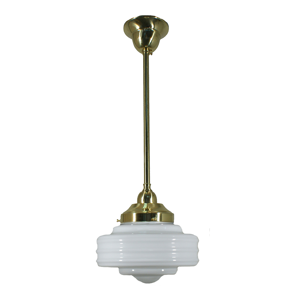Lighting Inspiration Detroit 8'' Opal Rod Pendant 1/2'' Half Meter Brass