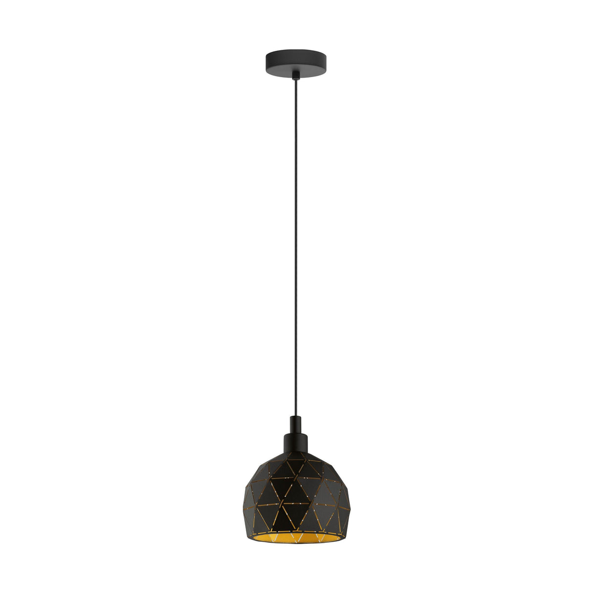 Eglo Lighting ROCCAFORTE pendant light black structured powder-coated steel with a gold finish