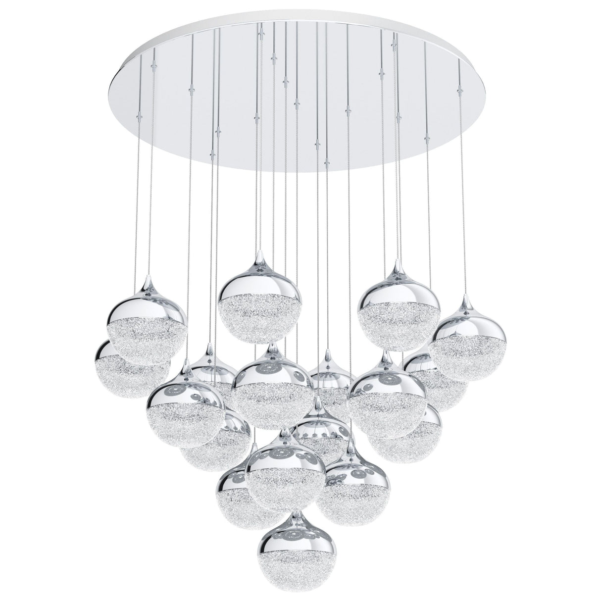 Eglo Lighting MIOGLIA pendant light chrome plated metalware and special granille shades