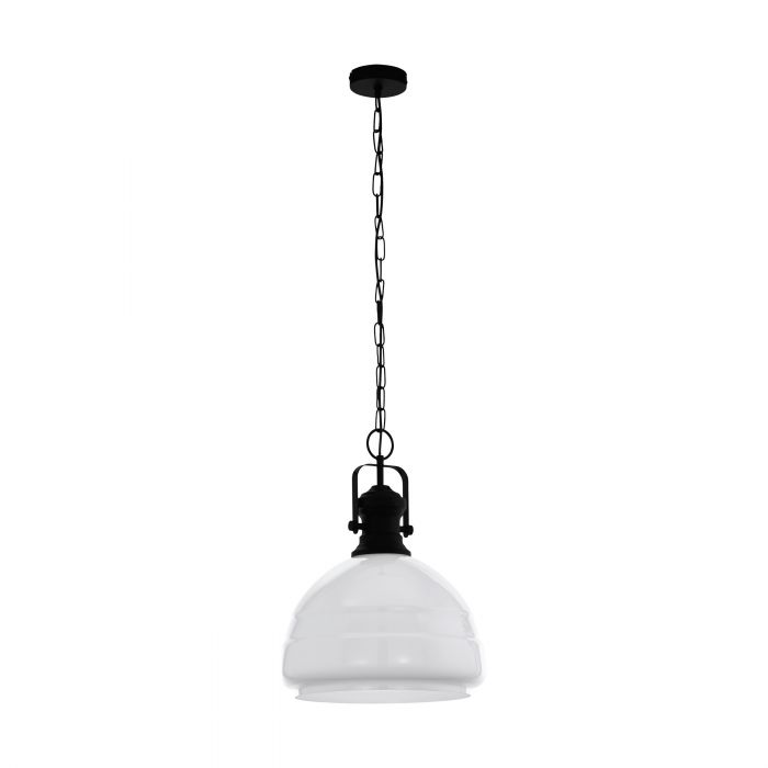 Eglo Lighting Combwich 1 60W E27 Black/Opal Pendant Light