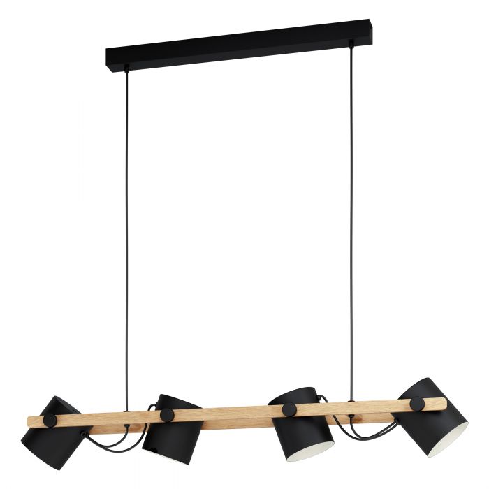 Eglo Lighting Hornwood 4X28W E27 Black/Light Wood Pendant Light
