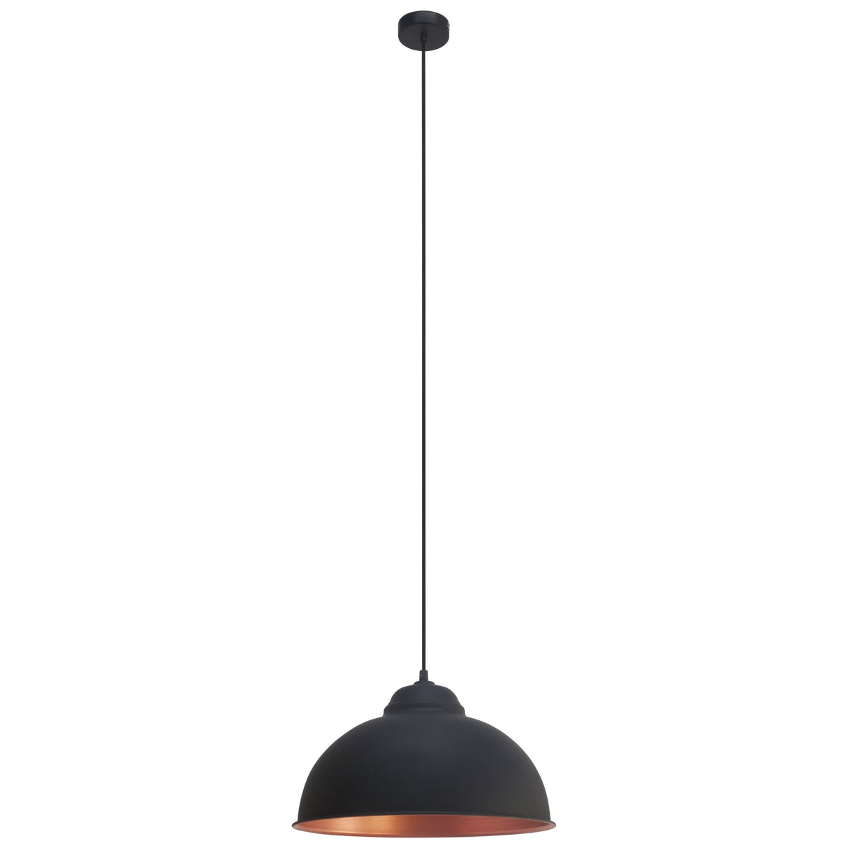 Eglo Lighting TRURO 2 pendant light black steel and features a copper-colour