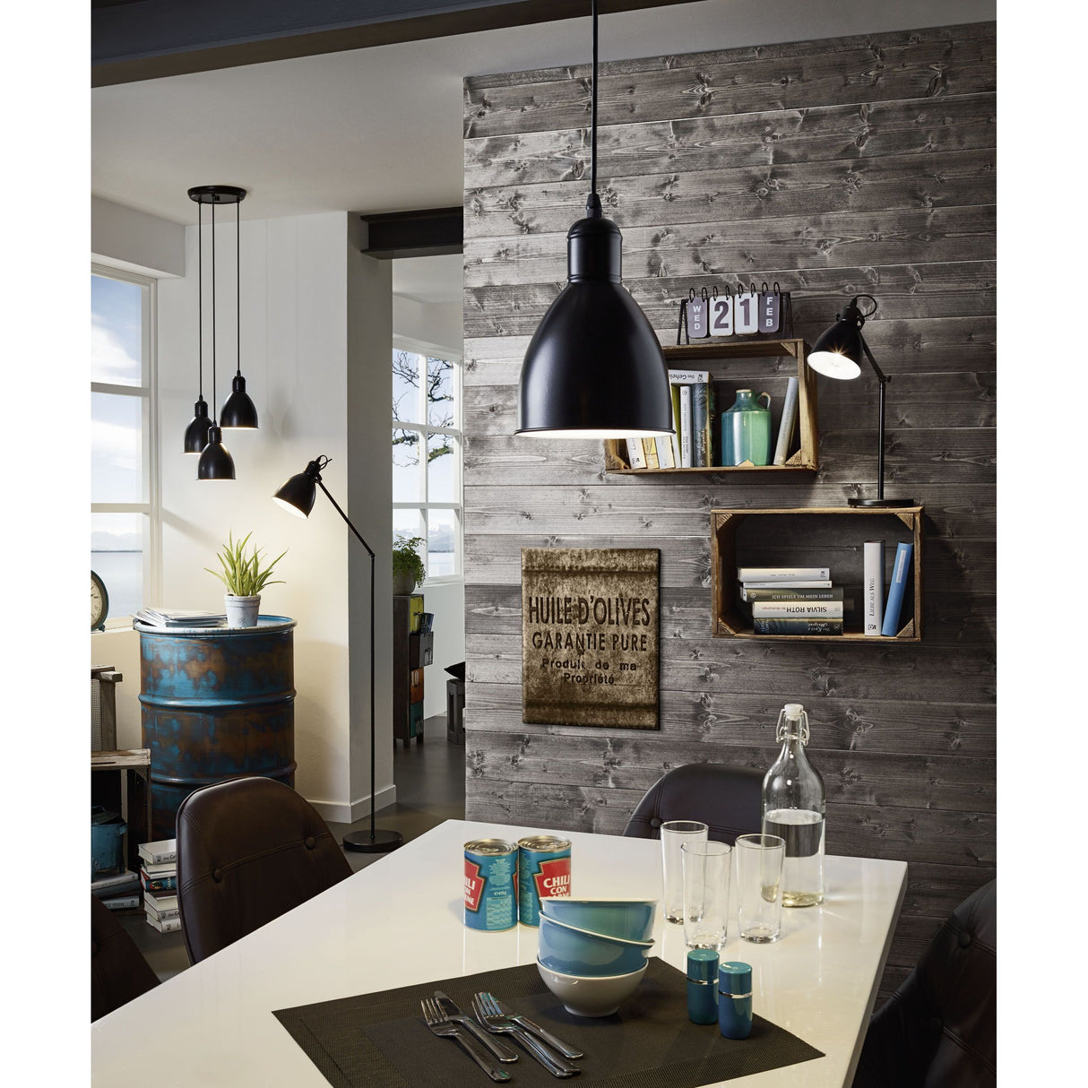 Eglo Lighting PRIDDY pendant light all black finish and metal shades