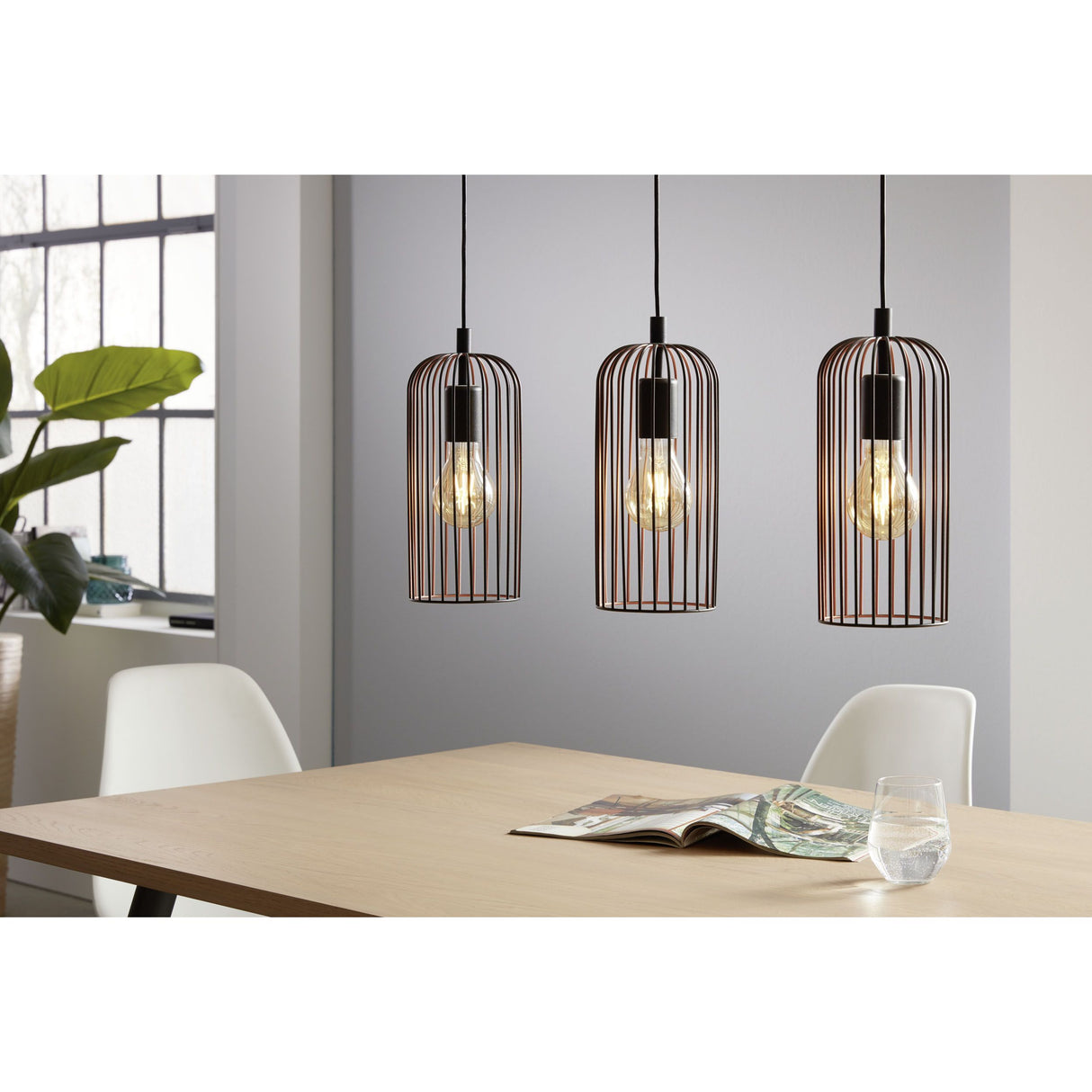 Eglo Lighting ROCCAMENA pendant light  matt black on the outside of the shade