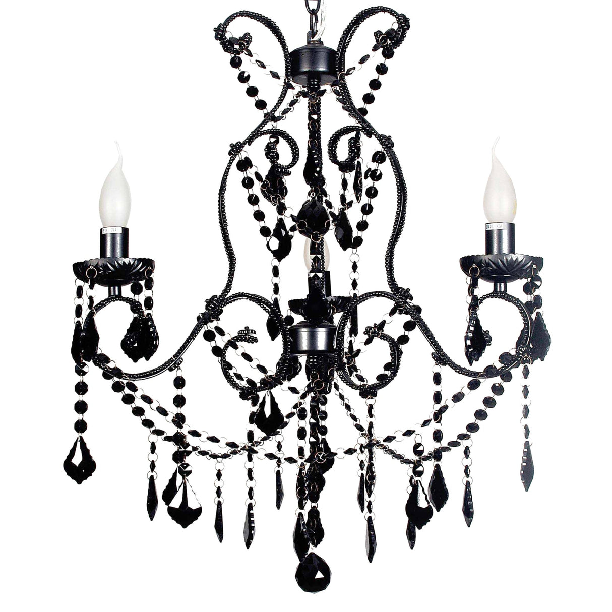 Venice 3 Light Pendant Black Crystal Chandelier by VM Lighting