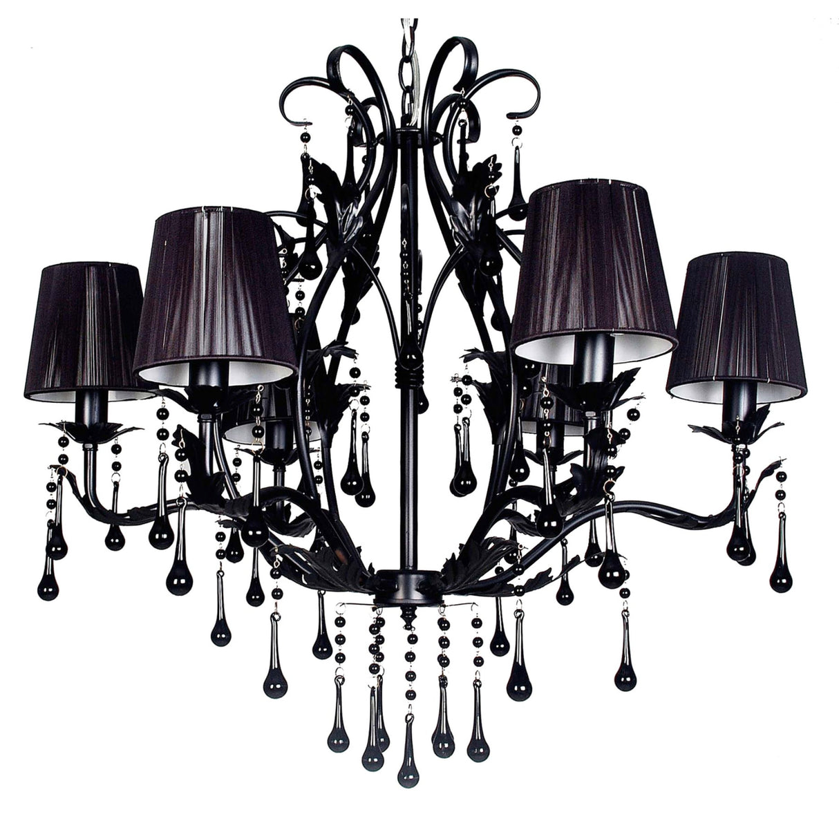 FLORENCE 6 Light Pendant Black Crystal Chandelier by VM Lighting