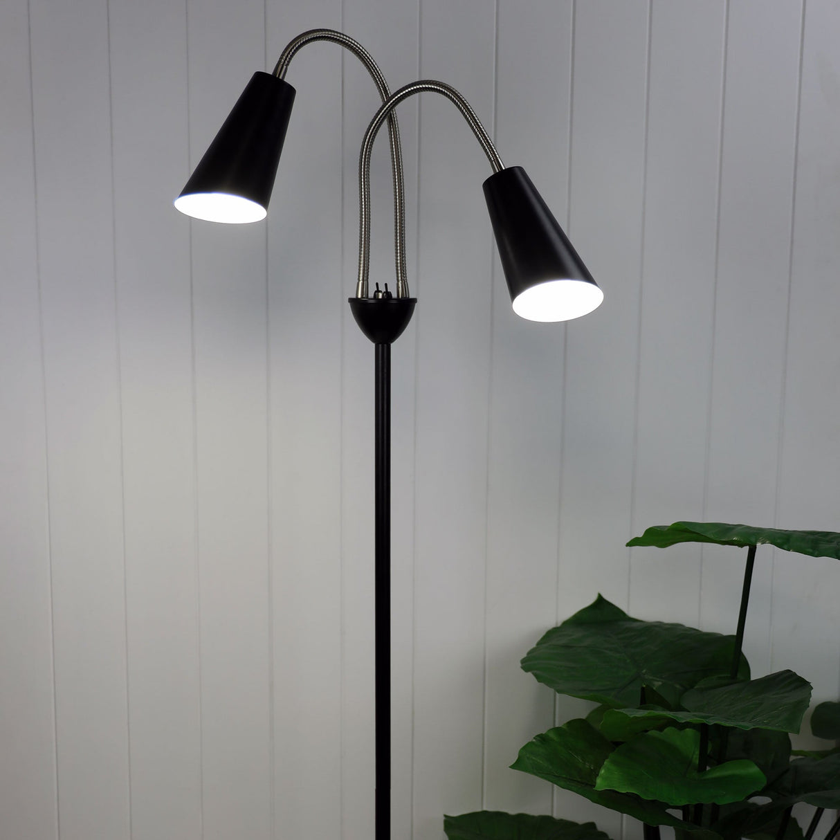 Oriel Lighting  WALT mid-century styled twin floor lamp