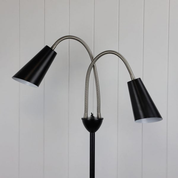 Oriel Lighting  WALT mid-century styled twin floor lamp