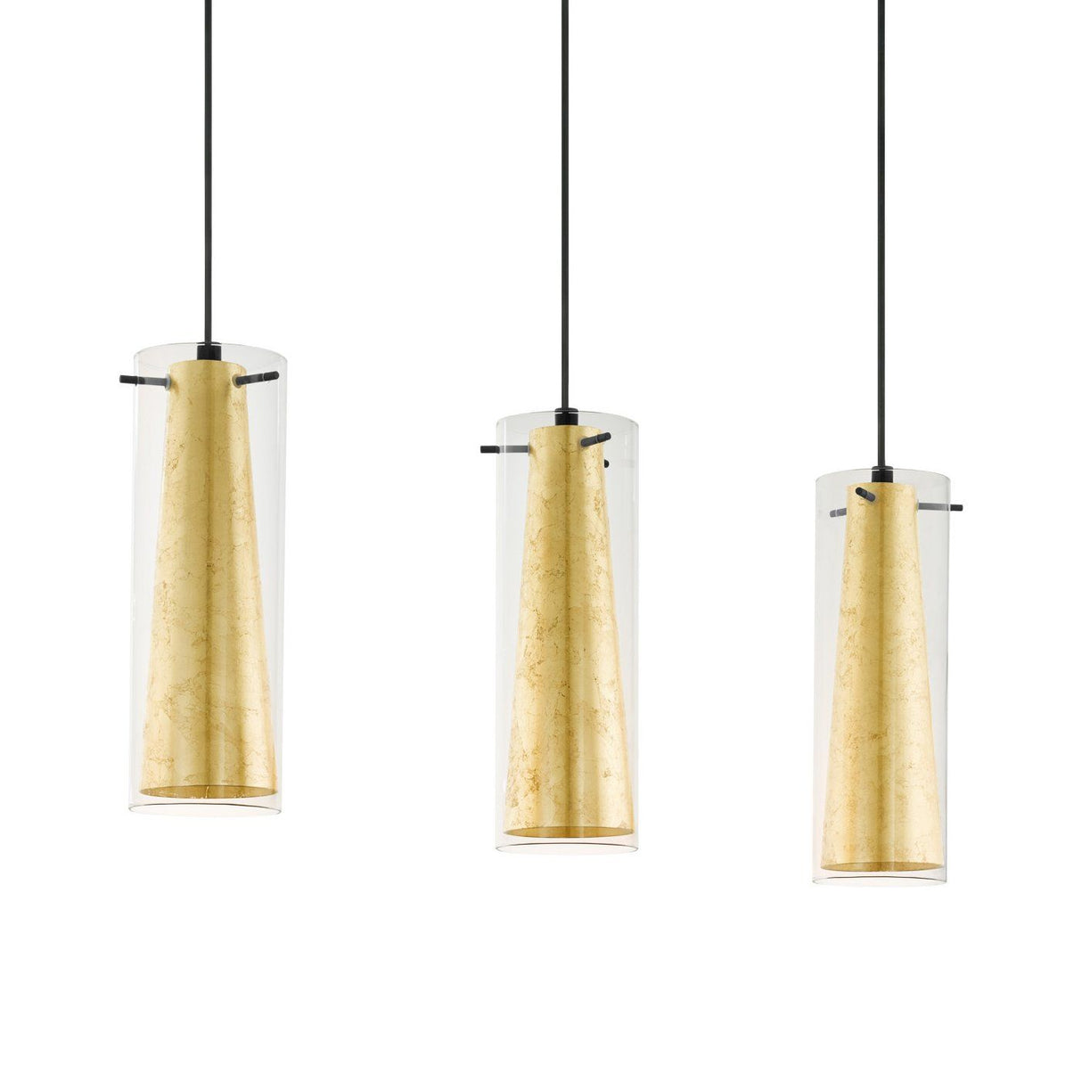Eglo Lighting PINTO GOLD pendant light double shade gold leaf