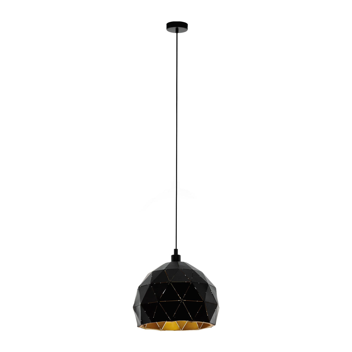 Eglo Lighting ROCCAFORTE pendant light black structured powder-coated steel with a gold finish