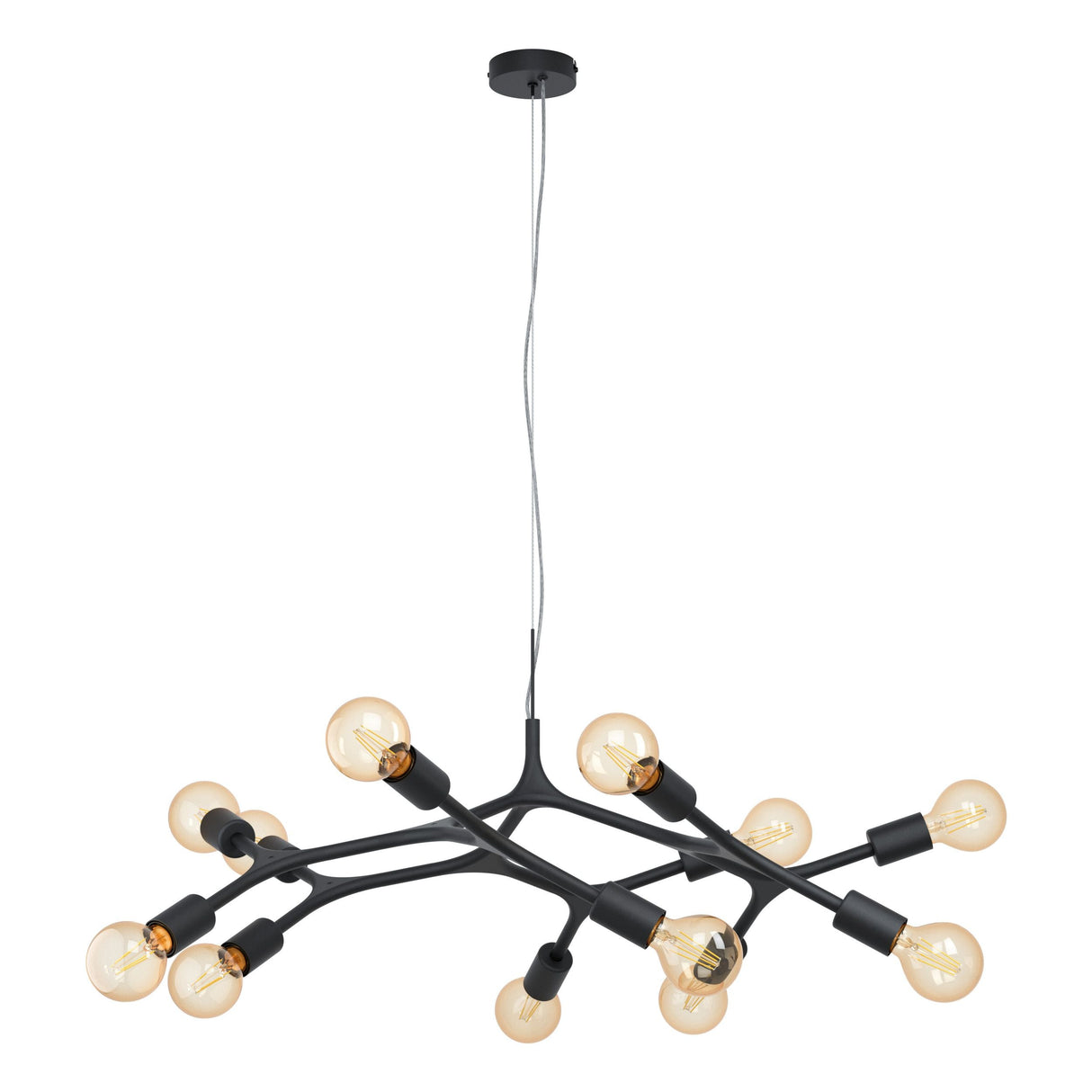 Eglo Lighting BOCADELLA pendant light black powder coat finish vintage LED globes