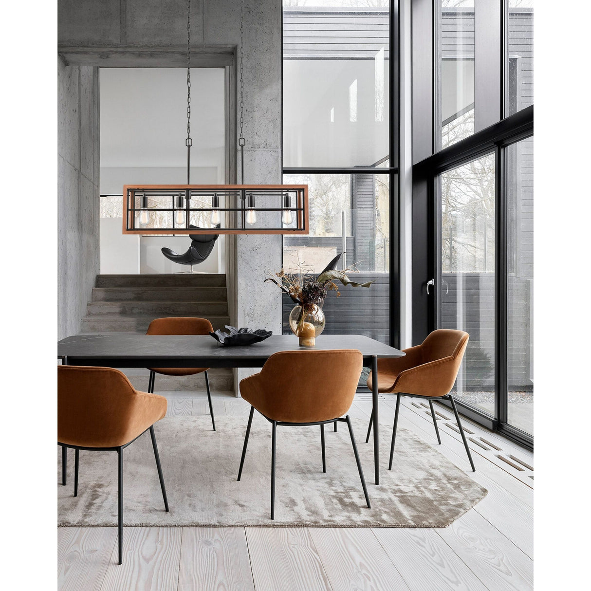 CLA BANQUET Interior Rectangular Wood Frame Pendant Light