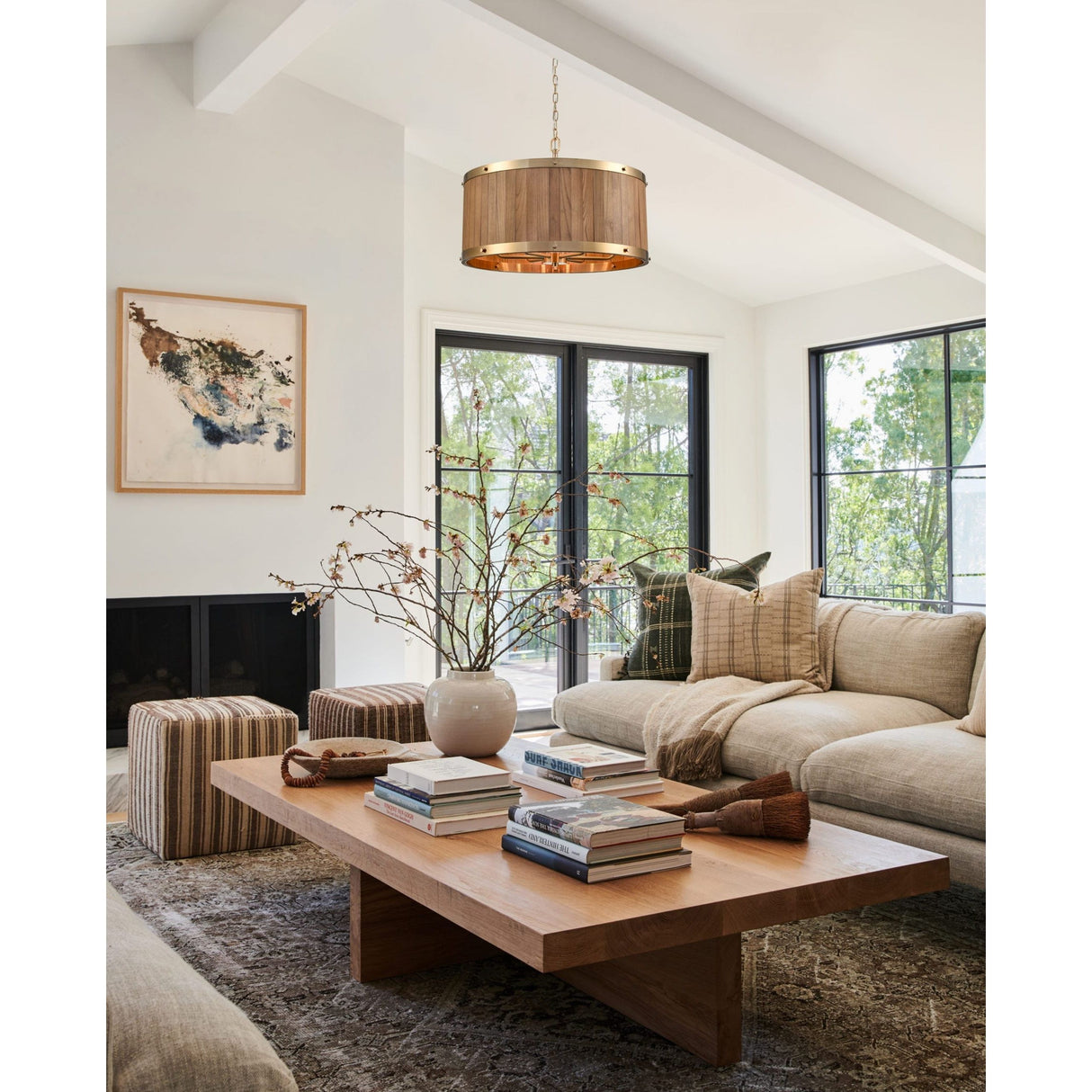 CLA BARRIQUE Interior Drum Wood Pendant Lights