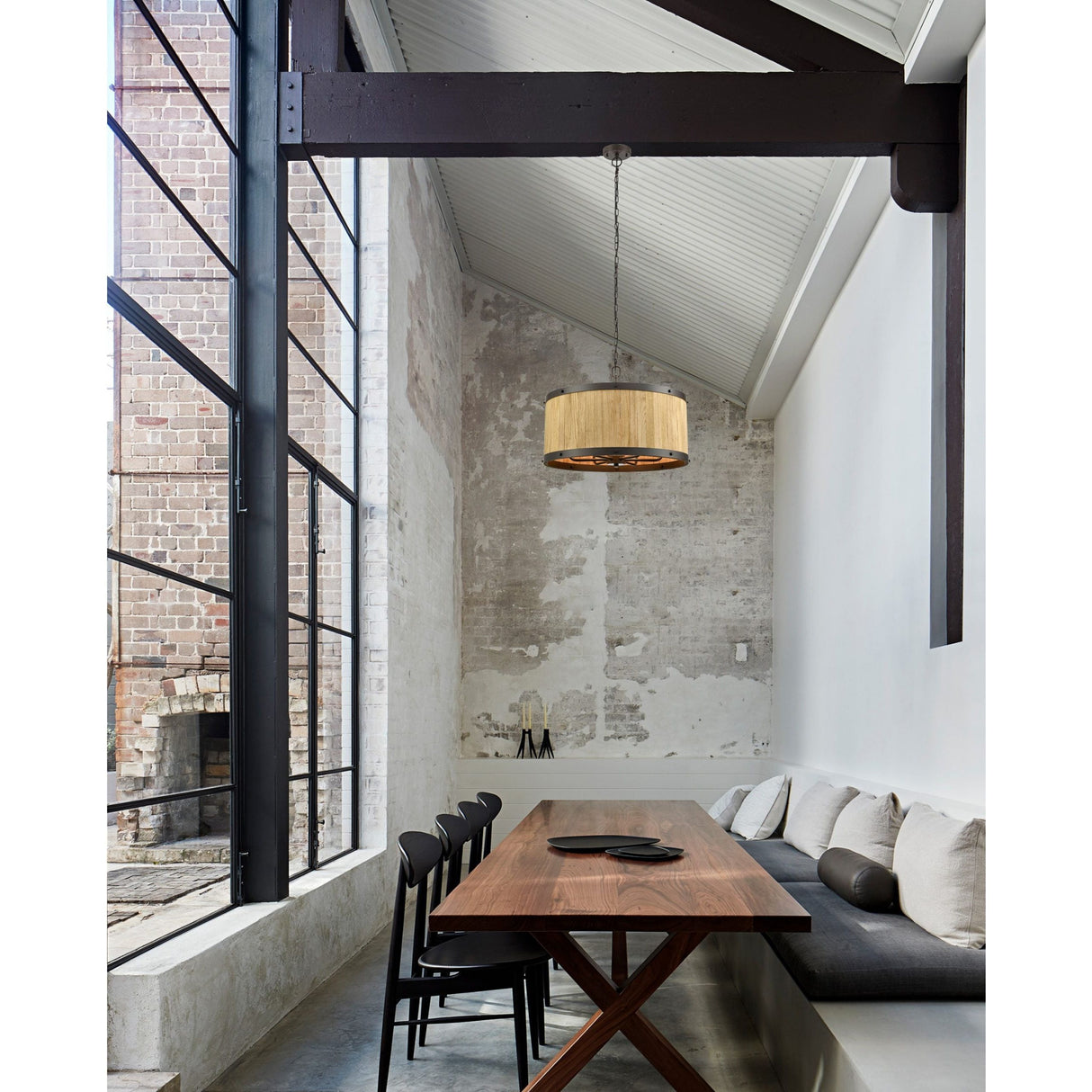 CLA BARRIQUE Interior Drum Wood Pendant Lights