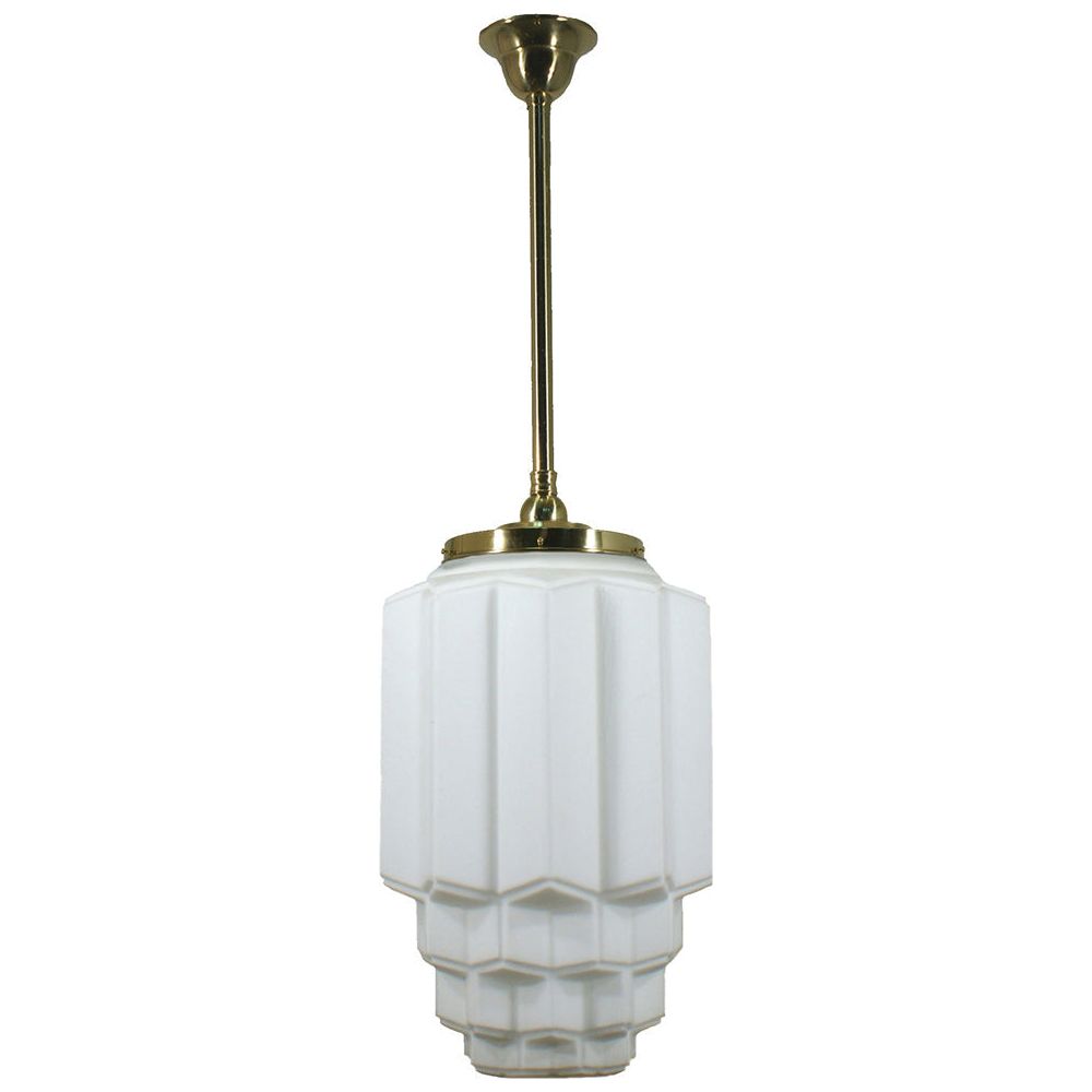 Lighting Inspiration Bergerac Opal Matt Rod Pendant 3/4'' Half Meter Brass