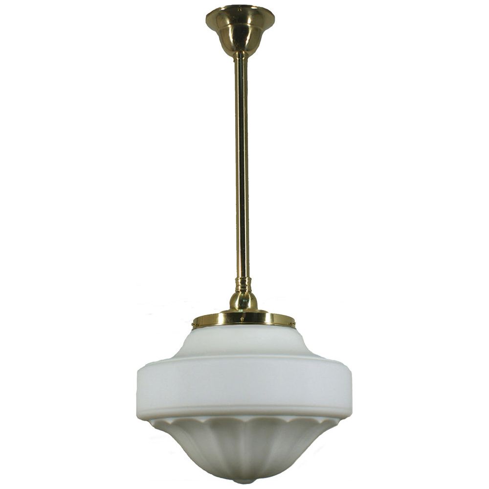 Lighting Inspiration Derby 13'' Opal Matt Rod Pendant 3/4'' Half Meter Brass