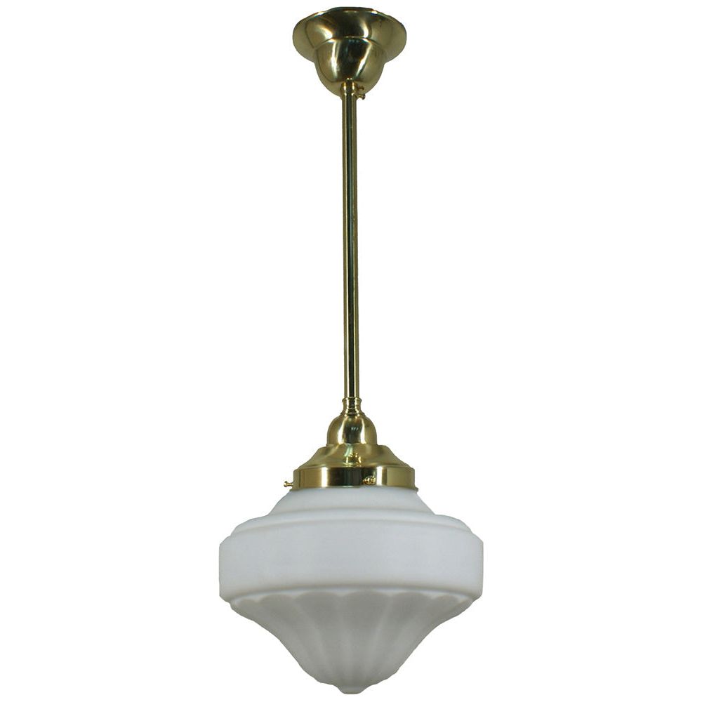 Lighting Inspiration Derby 9'' Opal Matt Rod Pendant 1/2'' Half Meter Brass
