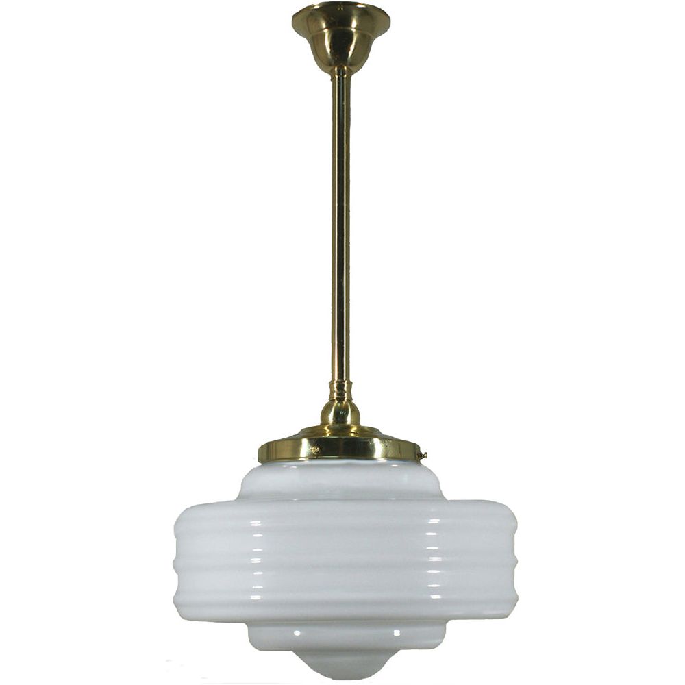 Lighting Inspiration Detroit 14'' Opal Rod Pendant 3/4'' Half Meter Brass
