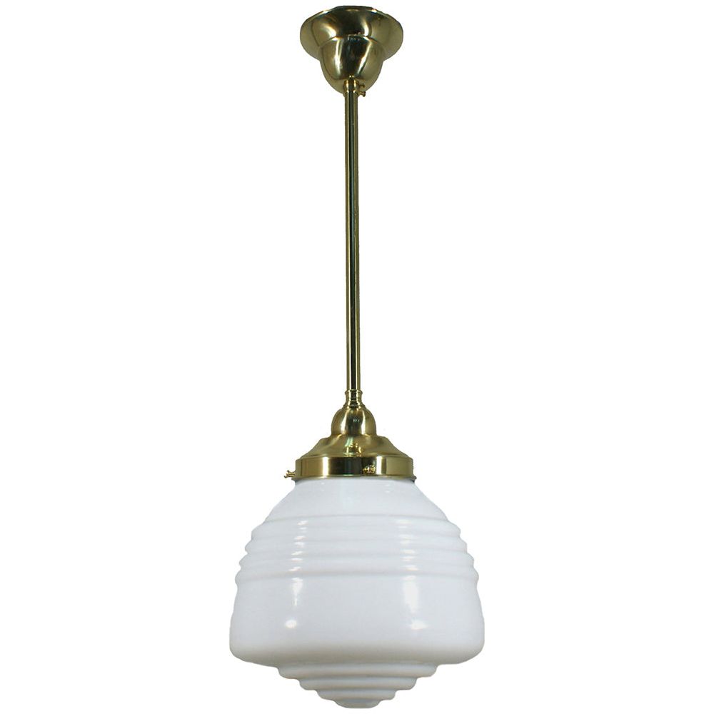 Lighting Inspiration Domec Opal Rod Pendant 1/2'' Half Meter Brass