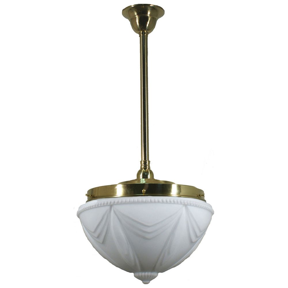 Lighting Inspiration Empire 14'' Opal Matt Rod Pendant 3/4'' Half Meter Brass
