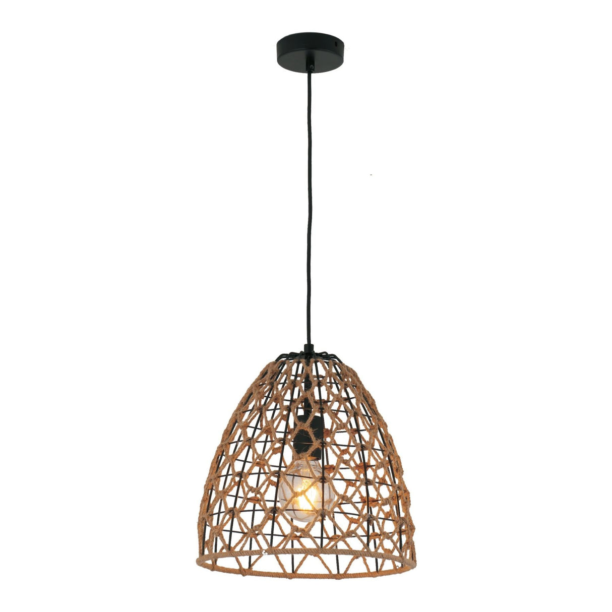 CLA CANAMO Natural Hemp Rope & Black Hardware Pendant Lights