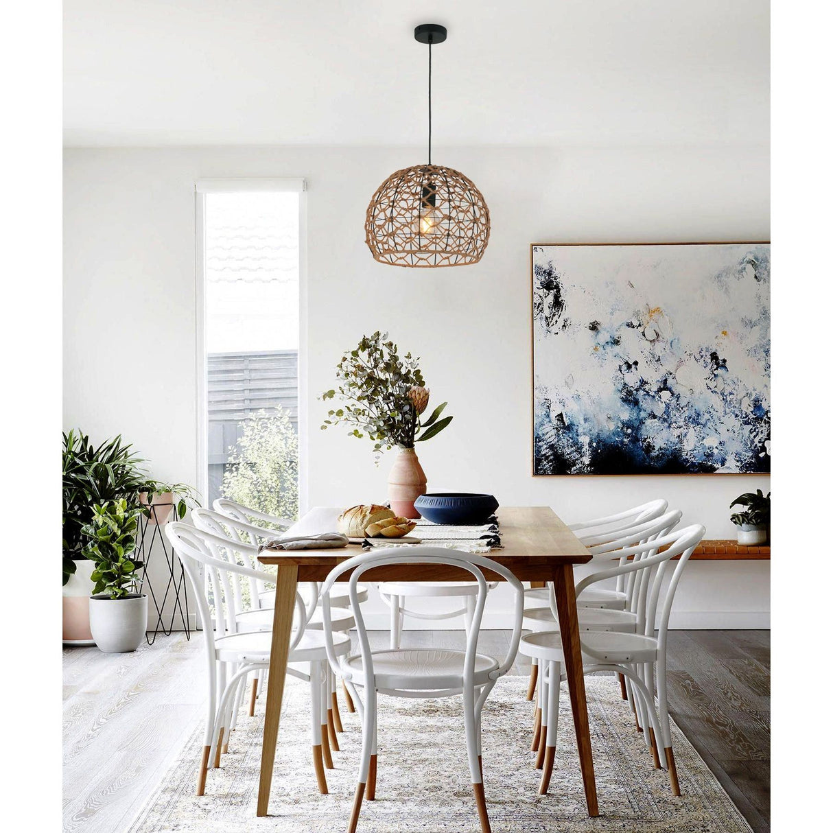 CLA CANAMO Natural Hemp Rope & Black Hardware Pendant Lights